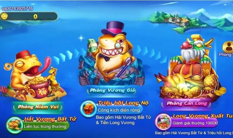 Bắn Cá Royal Fishing Tại TK88 Săn Boss Rinh Thưởng Khủng 2 Các phòng chơi trong game Bắn Cá Royal Fishing Tại TK88