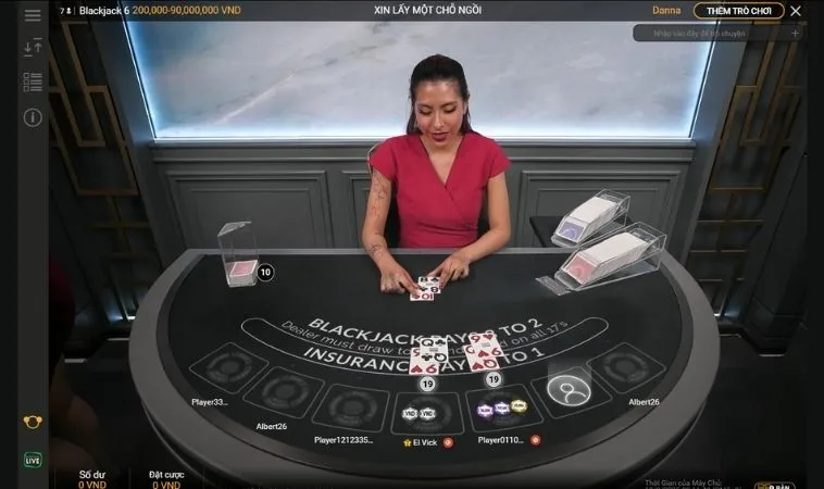 Giao diện chơi Blackjack Tại TK88