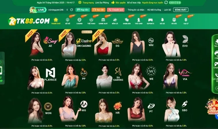 Casino Online Tại TK88 Sòng Bạc Đẳng Cấp 5 Sao Trong Tầm Tay 1 Nhà cái TK88 hợp tác với nhiều sảnh Casino Online chất lượng