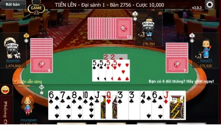 Bật Mí Cách Chơi Tiến Lên Miền Nam TK88 Thắng Lớn Từ Cao Thủ 2 Giao diện chơi Tiến Lên Miền Nam TK88